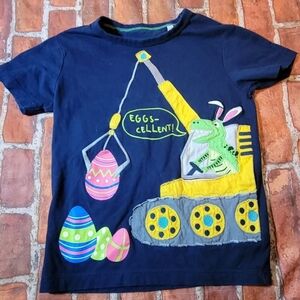 Bluezoo Boys Easter T-Shirt Size 4-5 Blue Dinosaur Bunny Construction Crane 4 5